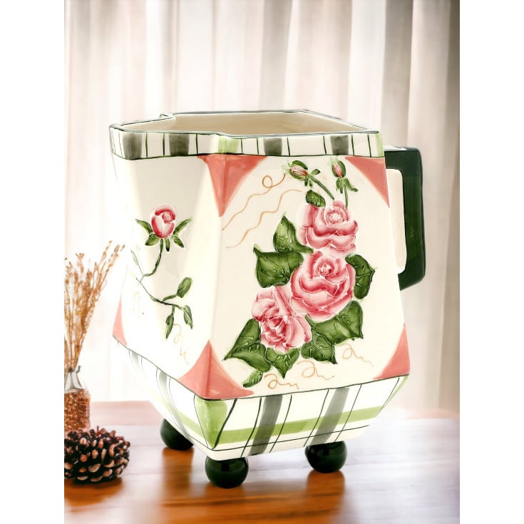 Ceramic Rose Flower Pitcher 7.5x5x8.5 inches  Mom Image 2