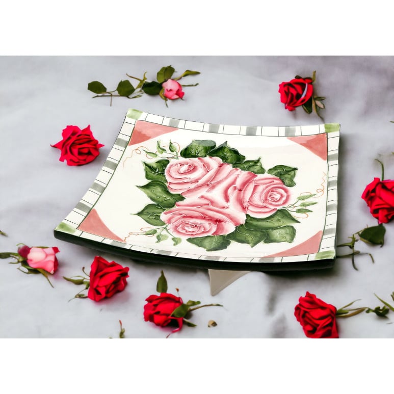 Ceramic Rose Flower Plate 8.25 Inch  Nature Cottagecore Image 1