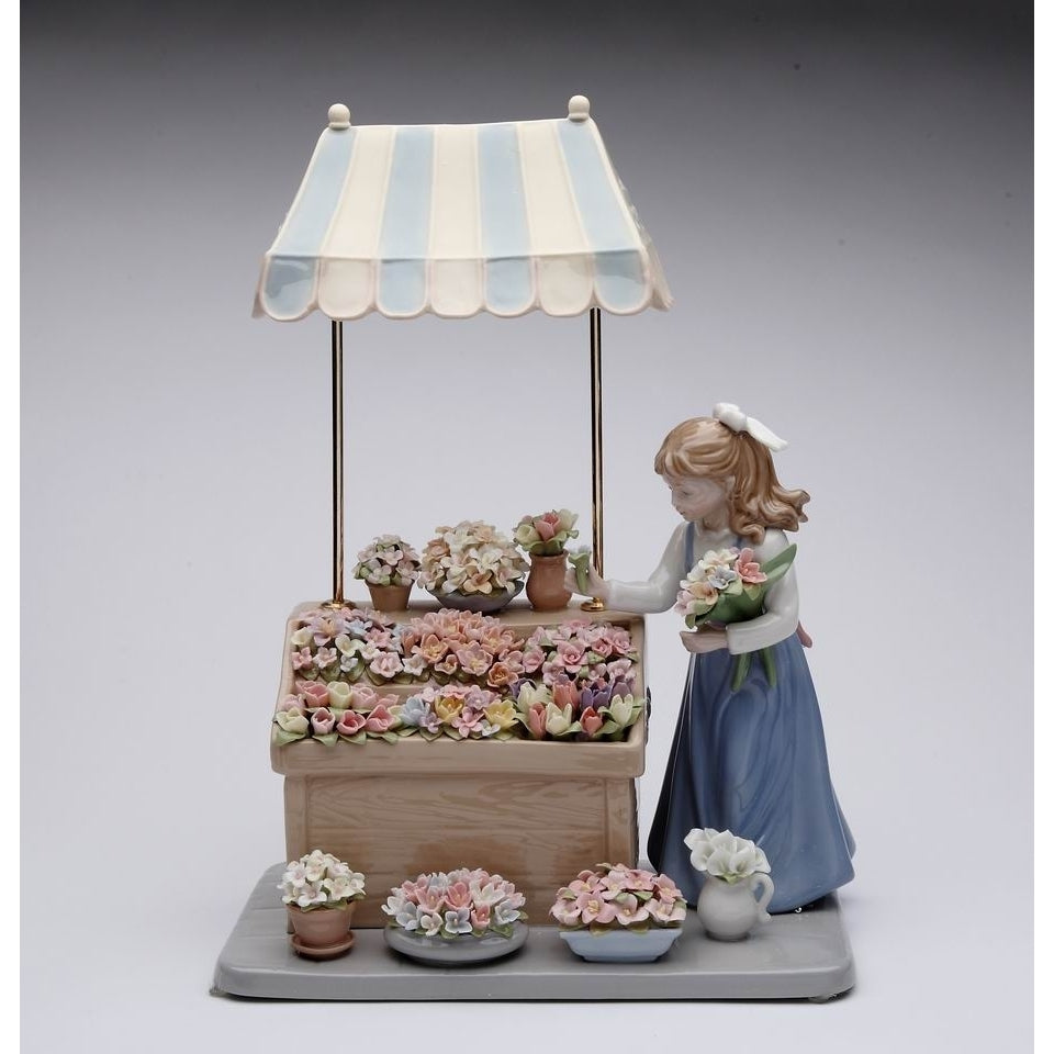 Handcrafted Ceramic Girl Flower Shop Figurine 10.25 x 7 x 13.375 Gift Image 3