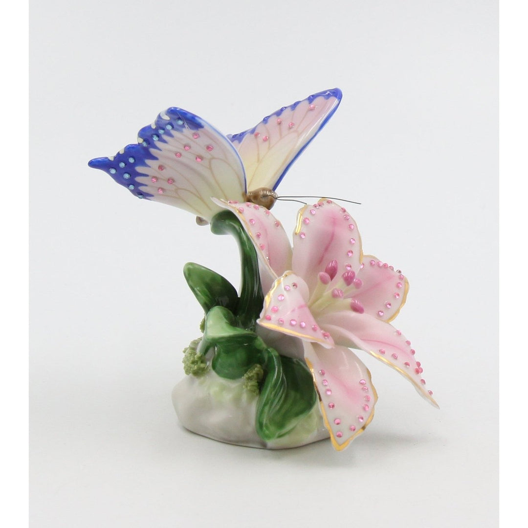 Ceramic Butterfly and Lily Figurine Nature Mom 3.25" Image 4