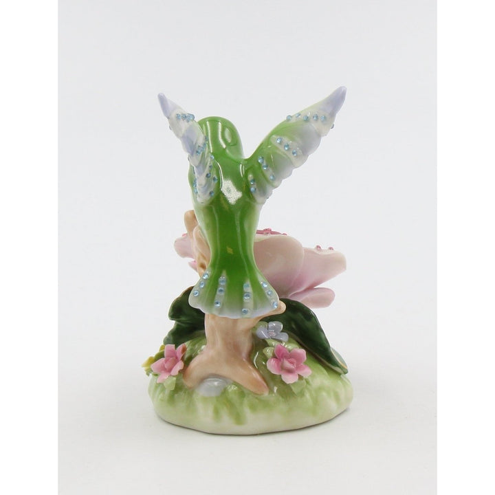 Ceramic Hummingbird Figurine with Pink Rose Flower 3x2.125x3.5 Gift Image 6