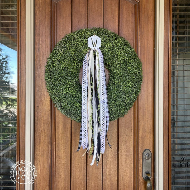 Monogram Wreath Badge - Customizable Wreath Accessories for Front Door Image 1