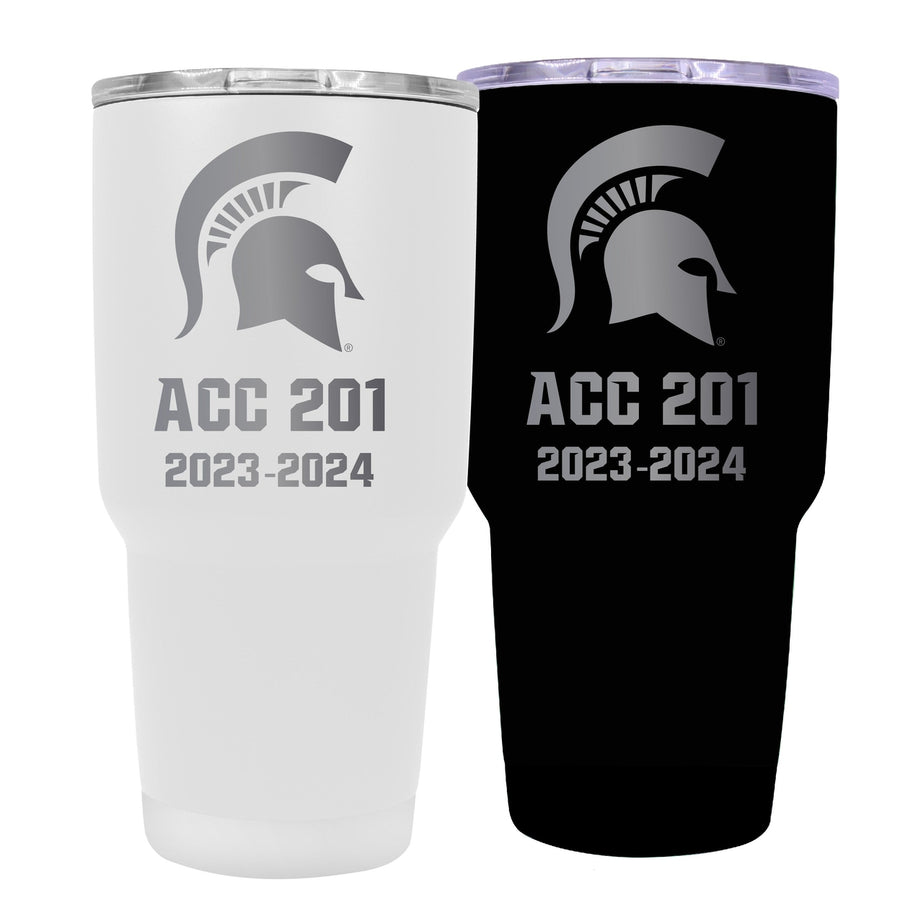 Michigan State Spartans Premium Laser Engraved Tumbler - 24oz Stainless Steel Insulated Mug Black Image 1