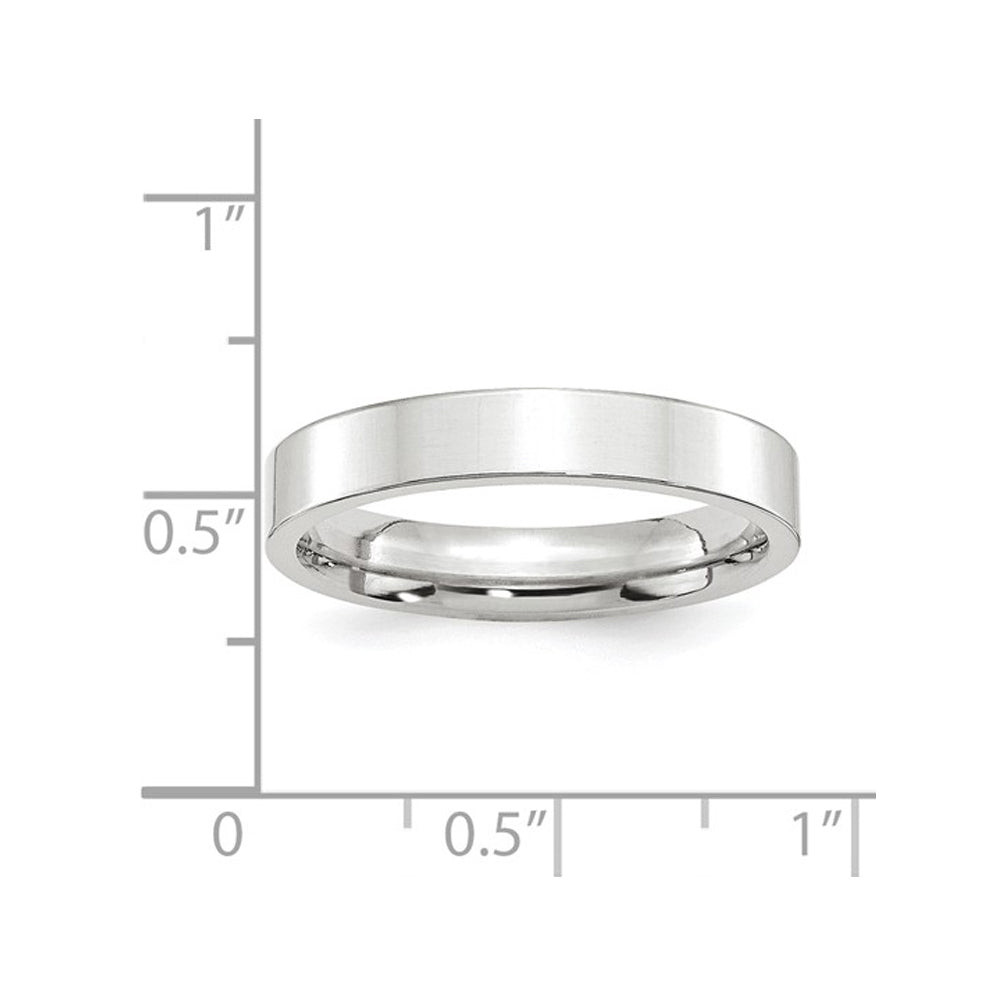 Mens Platinum 4mm Flat Wedding Band Ring Image 4