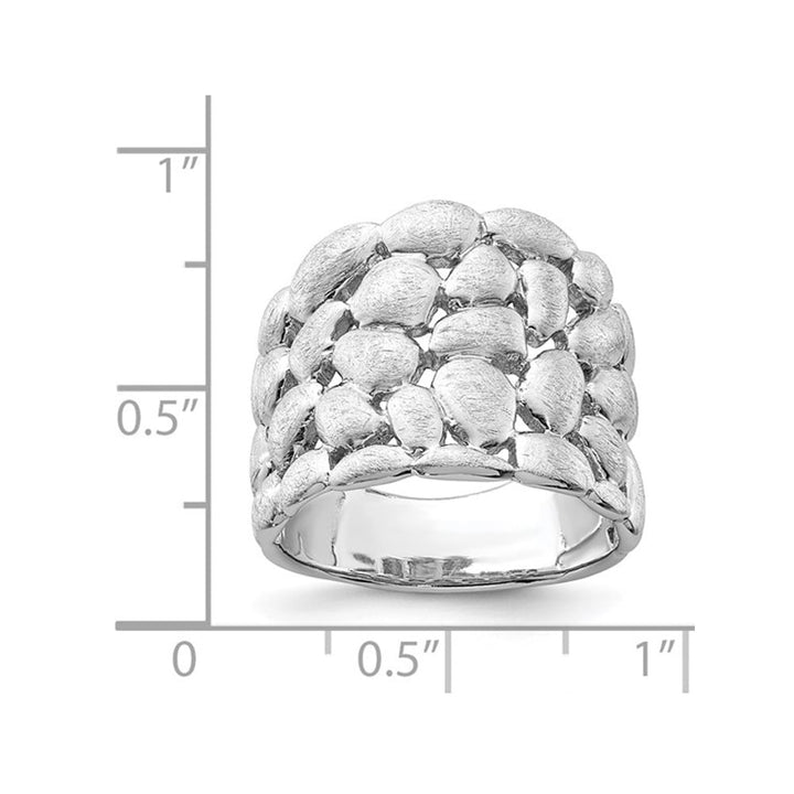 Satin Textured Nugget Ring in Sterling Silver with Rhodium Plating Image 3