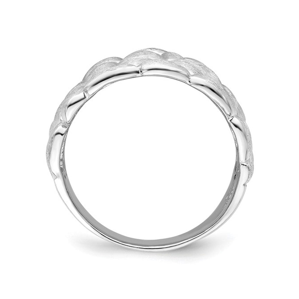 Satin Textured Nugget Ring in Sterling Silver with Rhodium Plating Image 4