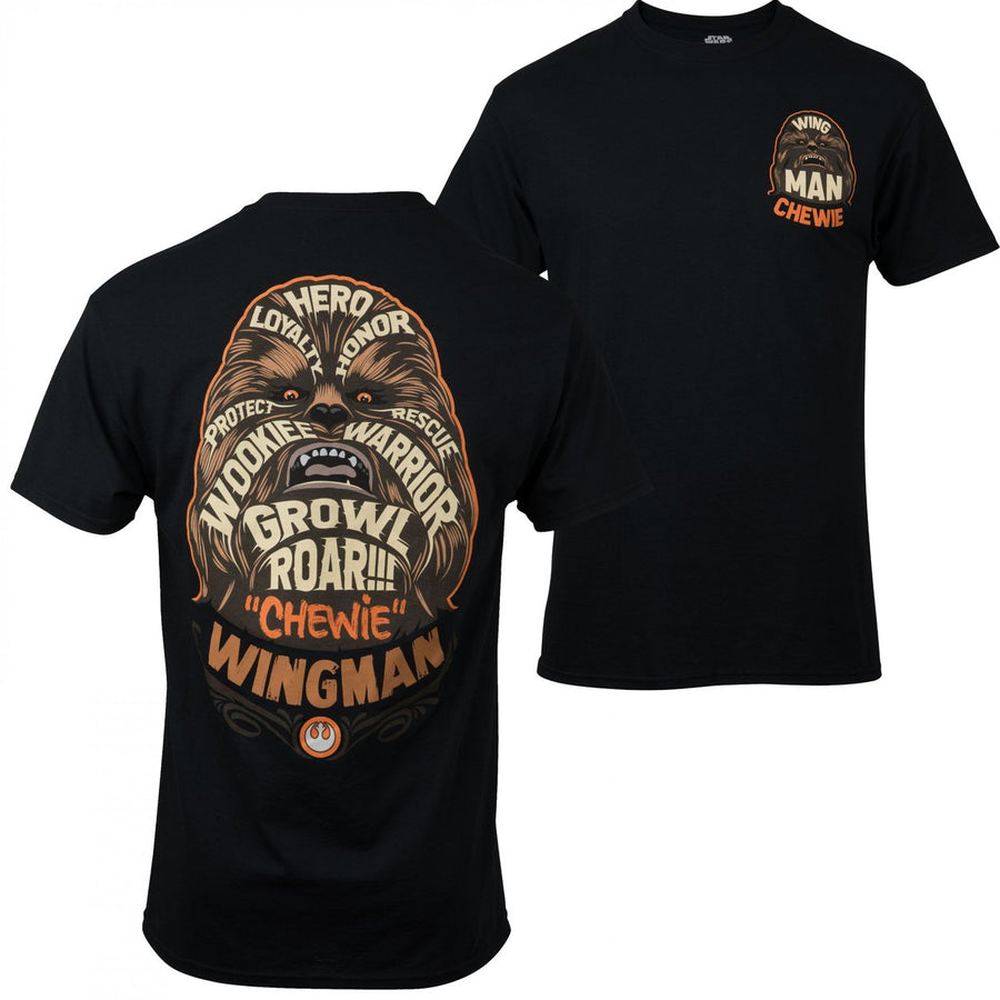 Star Wars Wing Man Chewie Front and Back Print T-Shirt Image 1