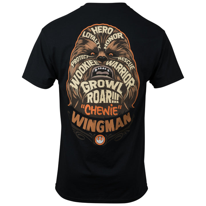 Star Wars Wing Man Chewie Front and Back Print T-Shirt Image 3