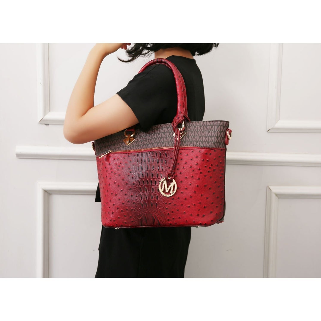 MKF Collection Multi-Functional Shoulder Bag Grace Signature and Croc Embossed Tote Handbag by Mia K. Image 1