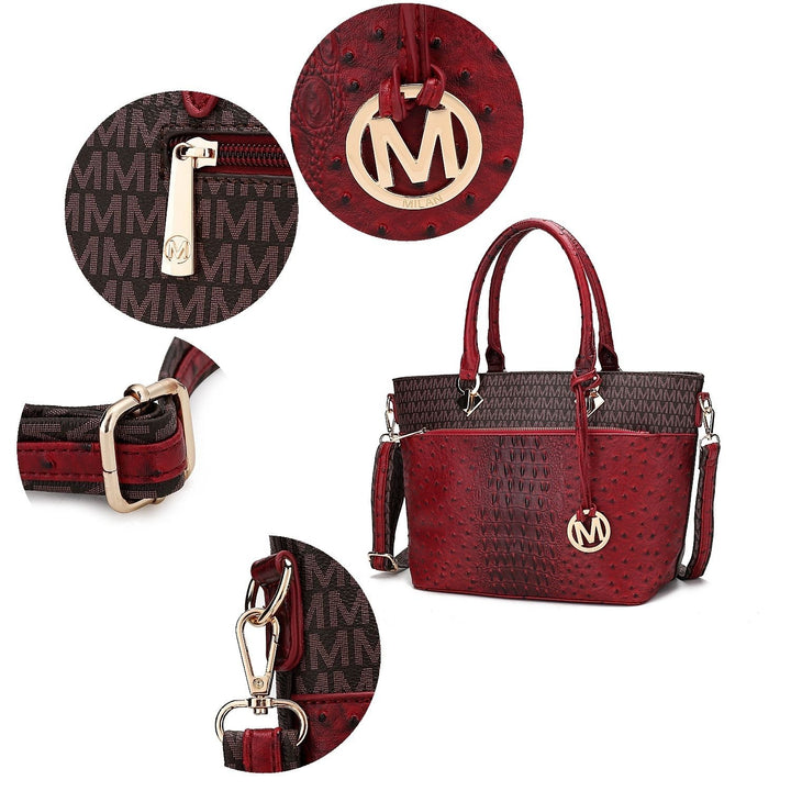 MKF Collection Multi-Functional Shoulder Bag Grace Signature and Croc Embossed Tote Handbag by Mia K. Image 9