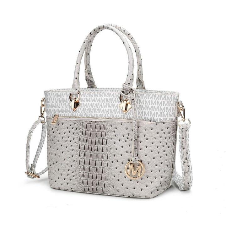 MKF Collection Multi-Functional Shoulder Bag Grace Signature and Croc Embossed Tote Handbag by Mia K. Image 11