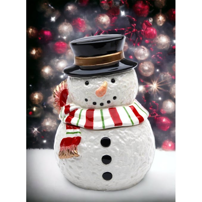 Ceramic Christmas Snowman Candy Box 4.875 x 4.375 x 7 Image 2