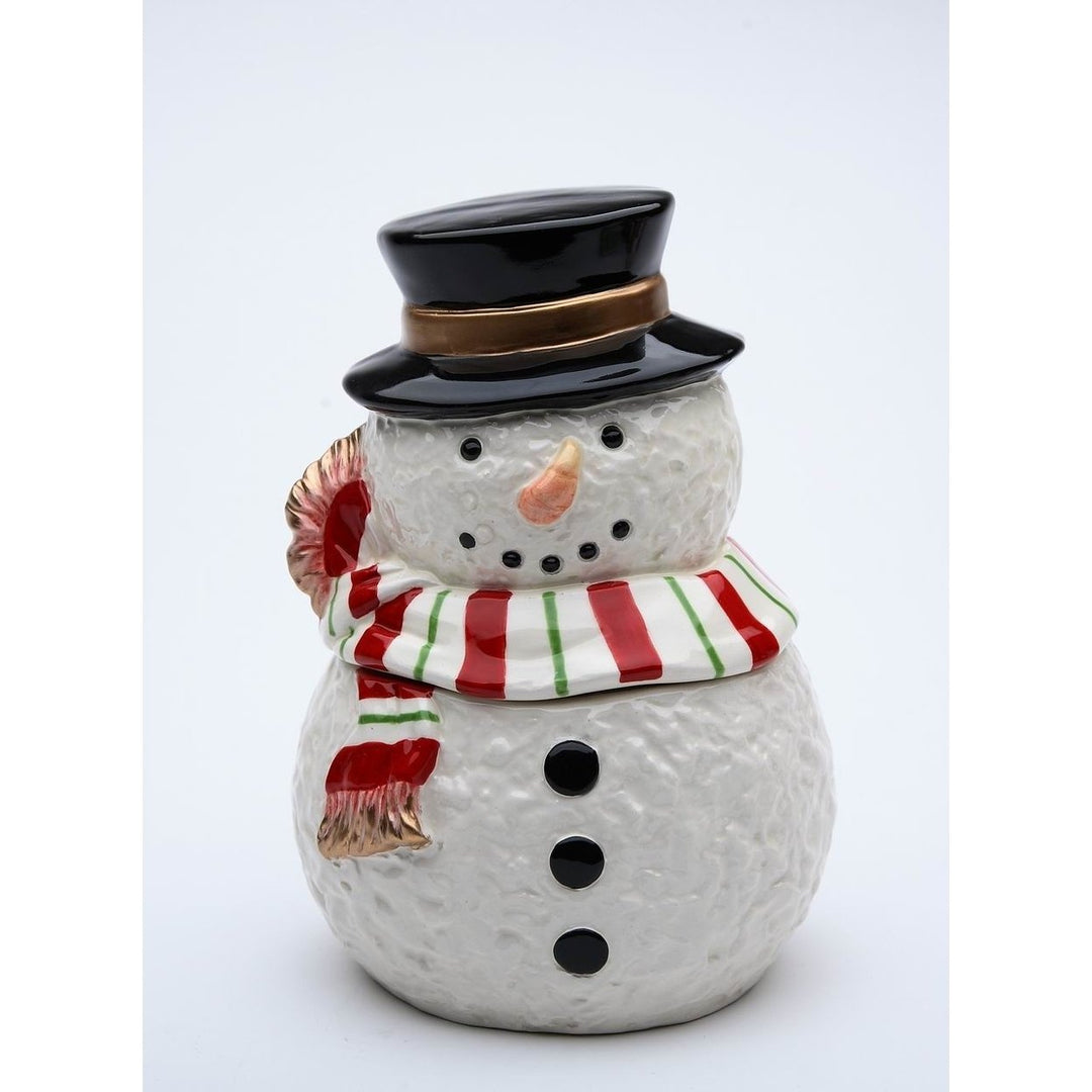 Ceramic Christmas Snowman Candy Box 4.875 x 4.375 x 7 Image 3