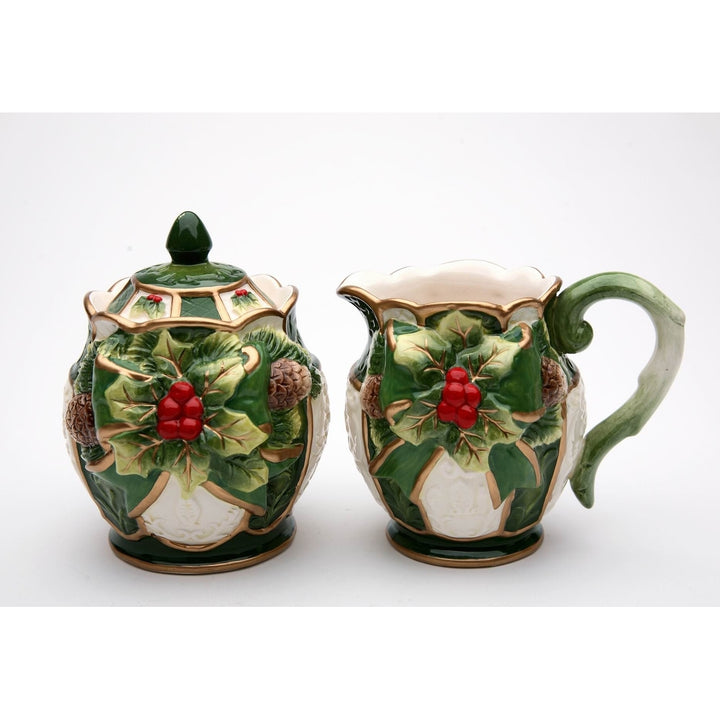 Ceramic Holly Sugar and Creamer Home D cor  Kitchen D cor Christmas D cor Image 3