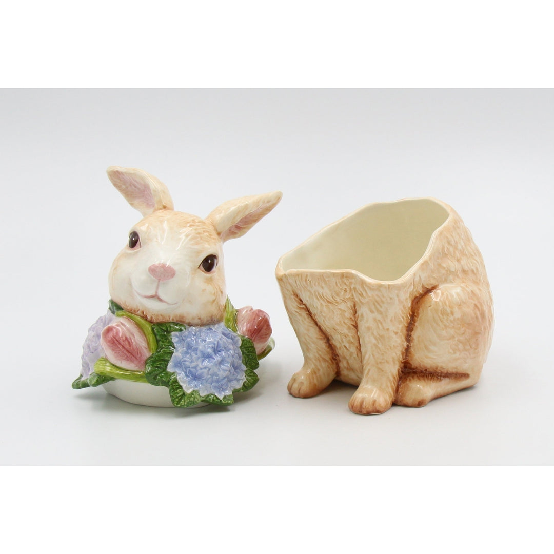 Ceramic Bunny Rabbit Candy Box 5.5x4.1x7.4 Inches Image 3