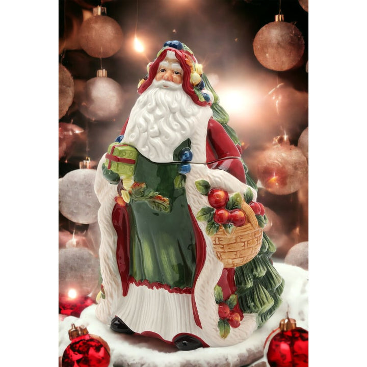 Ceramic Santa Candy Jar Holiday Decor 5.875 Inch Christmas Kitchen Image 1