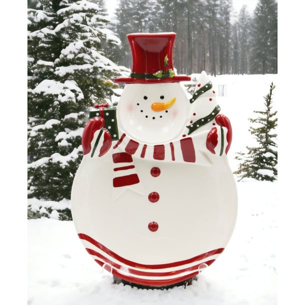 Ceramic Snowman Serving Plate 15x10 Christmas Image 2