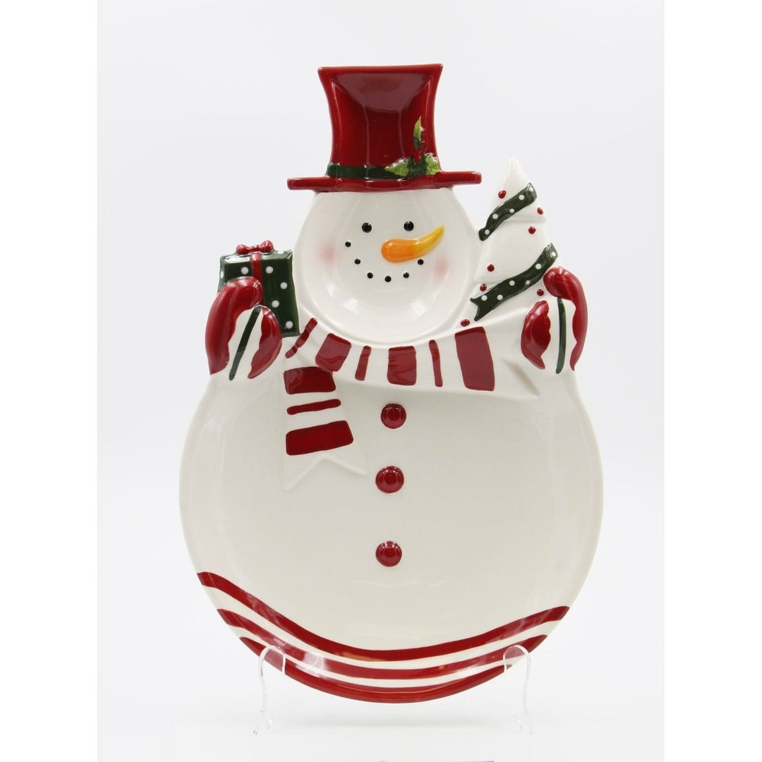 Ceramic Snowman Serving Plate 15x10 Christmas Image 3