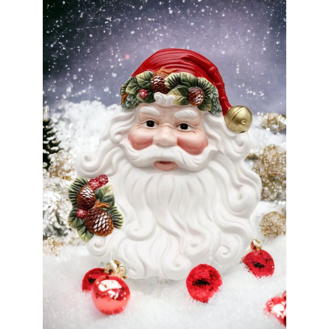 Evergreen Holiday Santa Plate 9x7 Christmas Mom Image 1