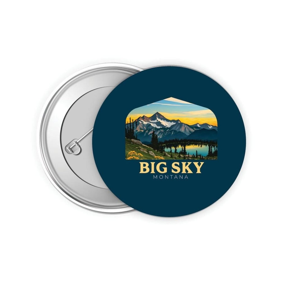 Big Sky Montana Mountain and Lake Design Souvenir Small 2-Inch Button Pin 4 Pack Image 1