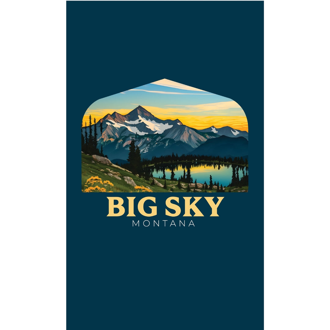 Big Sky Montana Mountain and Lake Design Souvenir Metal Sign 9 x 15 Image 1