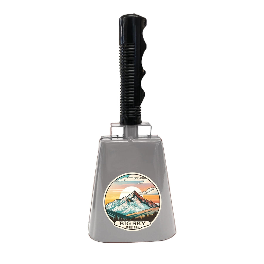 Big Sky Montana mountain Sunset Design Souvenir Destination Cowbell Image 1