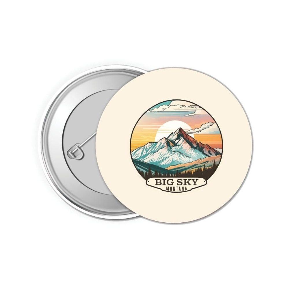 Big Sky Montana mountain Sunset Design Souvenir Small 1-Inch Button Pin 4 Pack Image 1