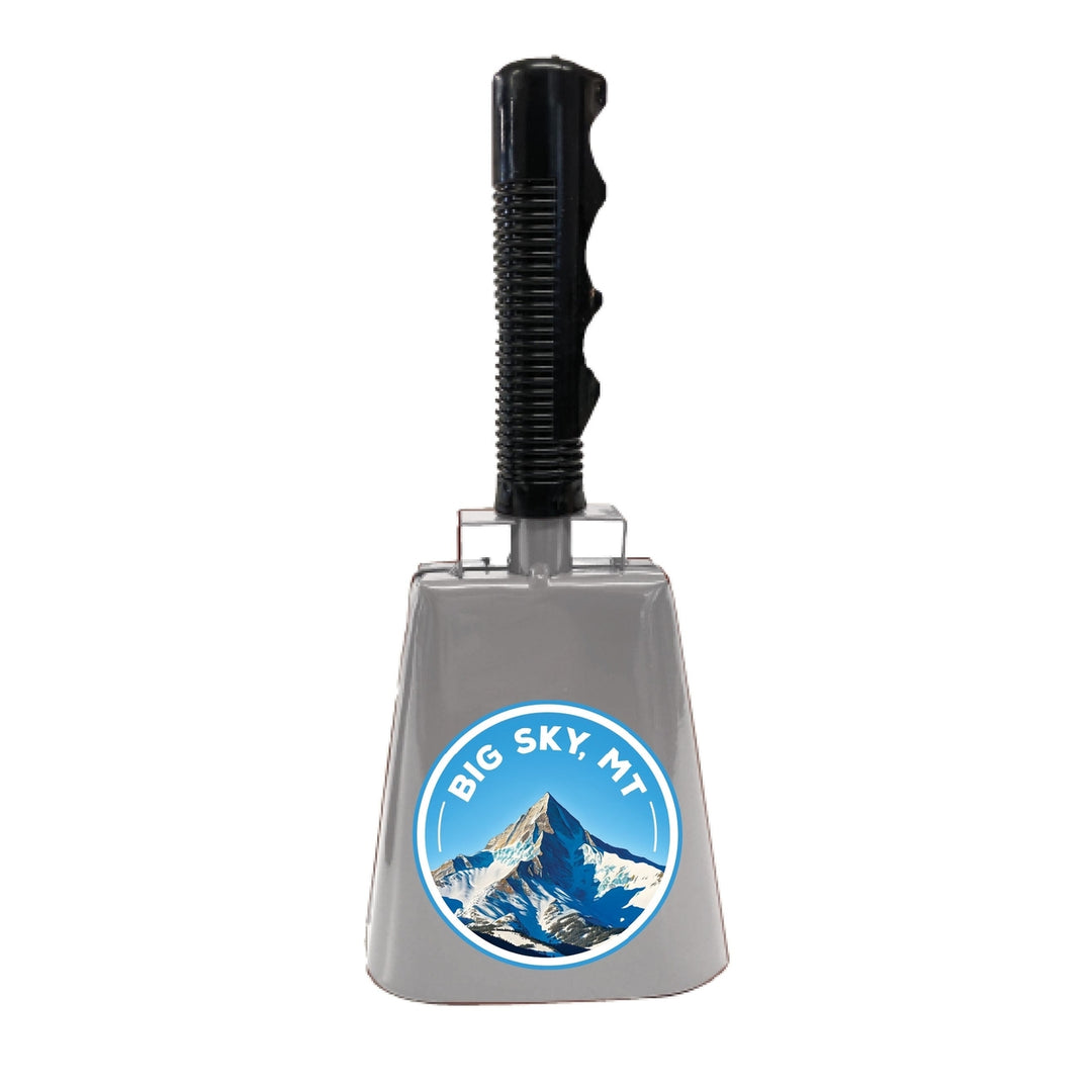 Big Sky Montana Snowy Mountain Design Souvenir Destination Cowbell Image 1