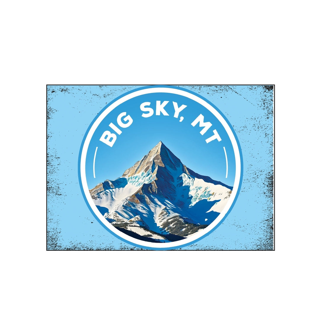 Big Sky Montana Snowy Mountain Design Souvenir Wood sign with frame 5x7 Image 1