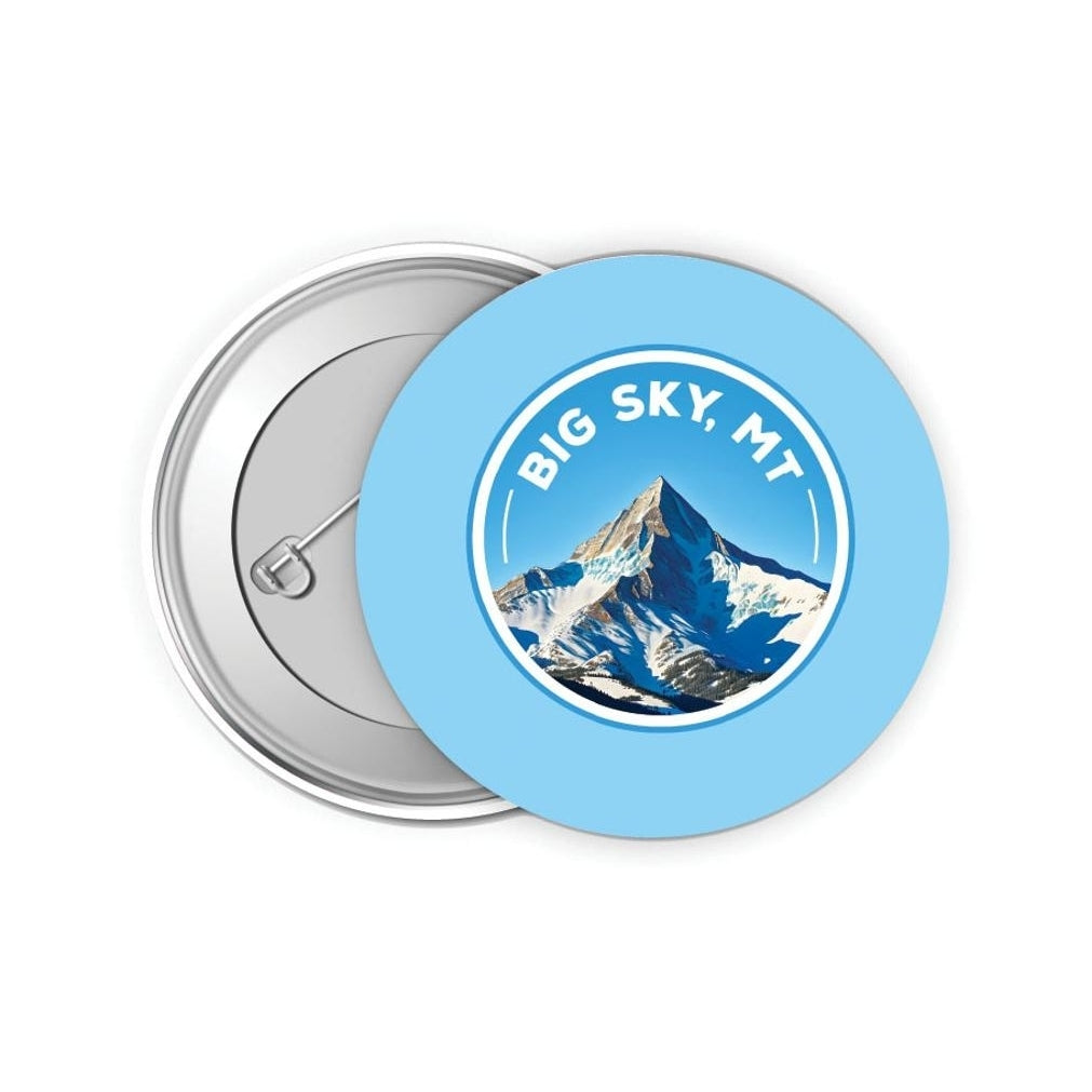 Big Sky Montana Snowy Mountain Design Souvenir Small 2-Inch Button Pin 4 Pack Image 1