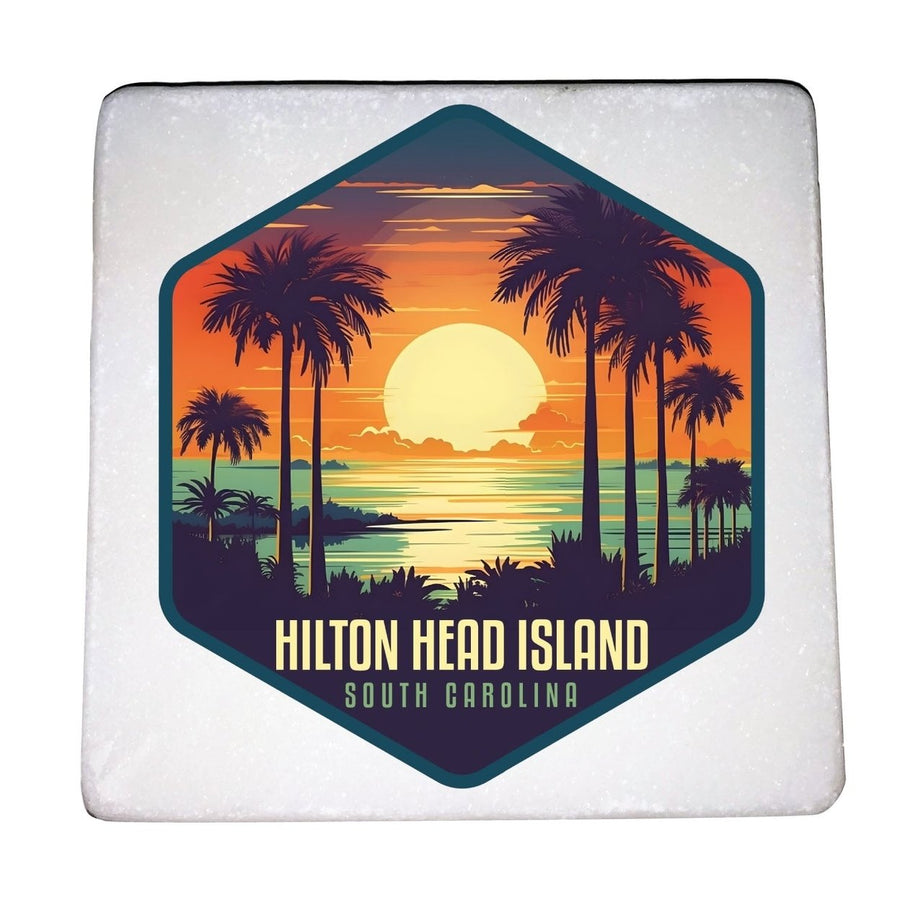 Hilton Head Island Design B Souvenir 4x4-Inch Coaster Marble 4 Pack Image 1