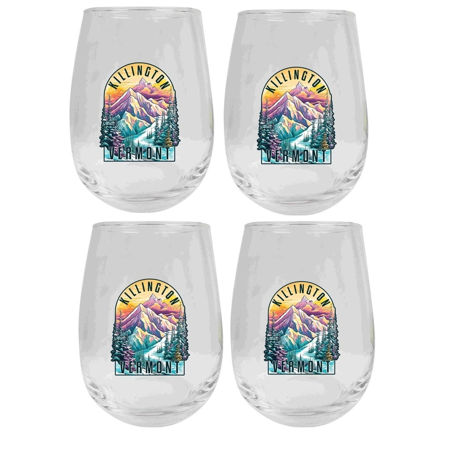 Killington Vermont Design B Souvenir 15 oz Wine Glass 4-Pack Image 1