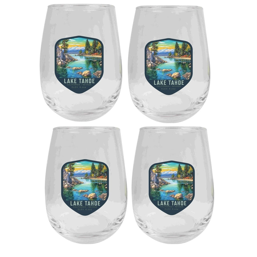 Lake Tahoe California Design B Souvenir 15 oz Wine Glass 4-Pack Image 1