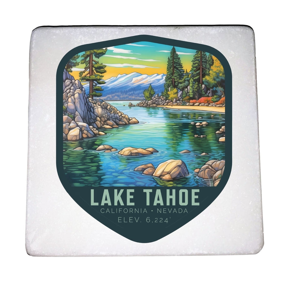 Lake Tahoe California Design B Souvenir 4x4-Inch Coaster Marble 4 Pack Image 1