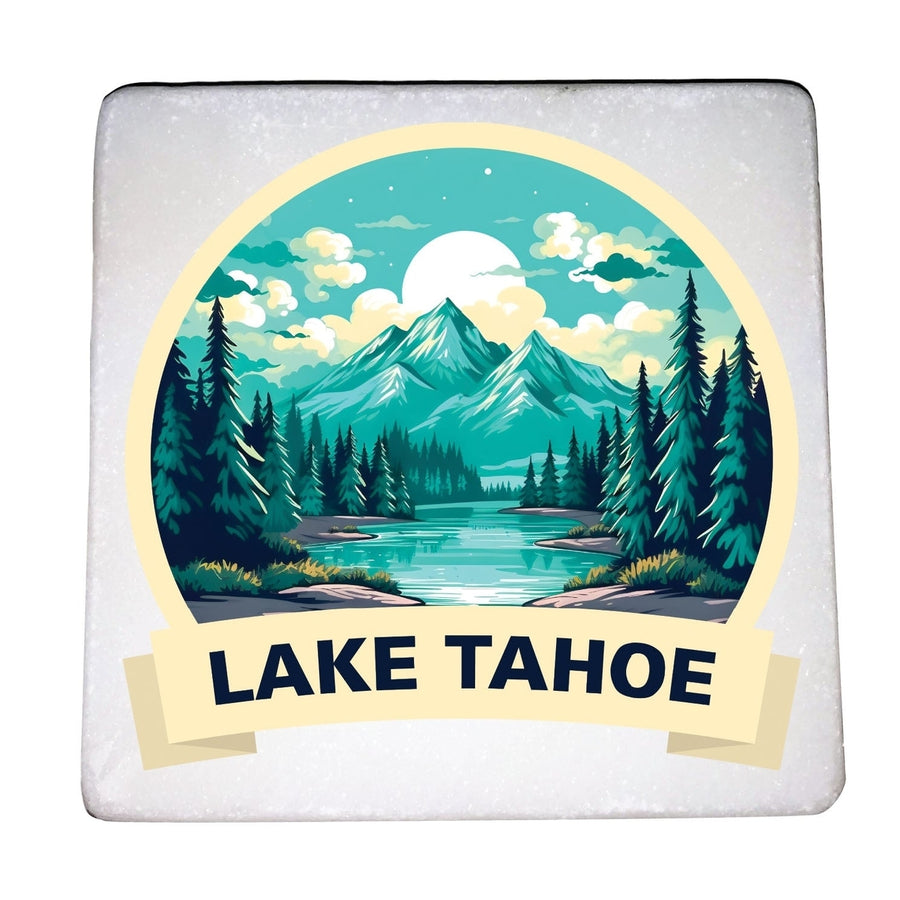 Lake Tahoe California Design A Souvenir 4x4-Inch Coaster Marble 4 Pack Image 1