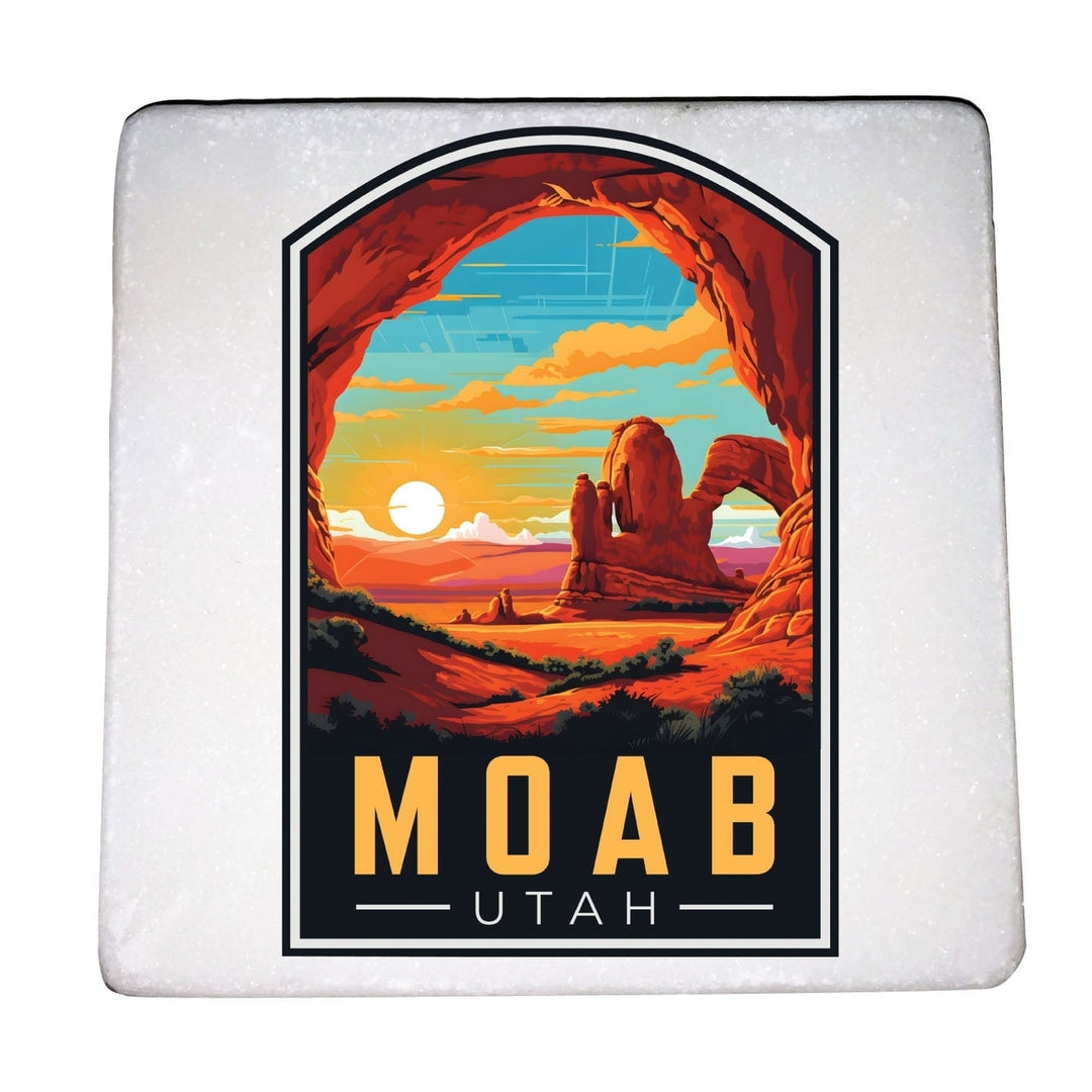 Moab Utah Design C Souvenir 4x4-Inch Coaster Marble 4 Pack Image 1