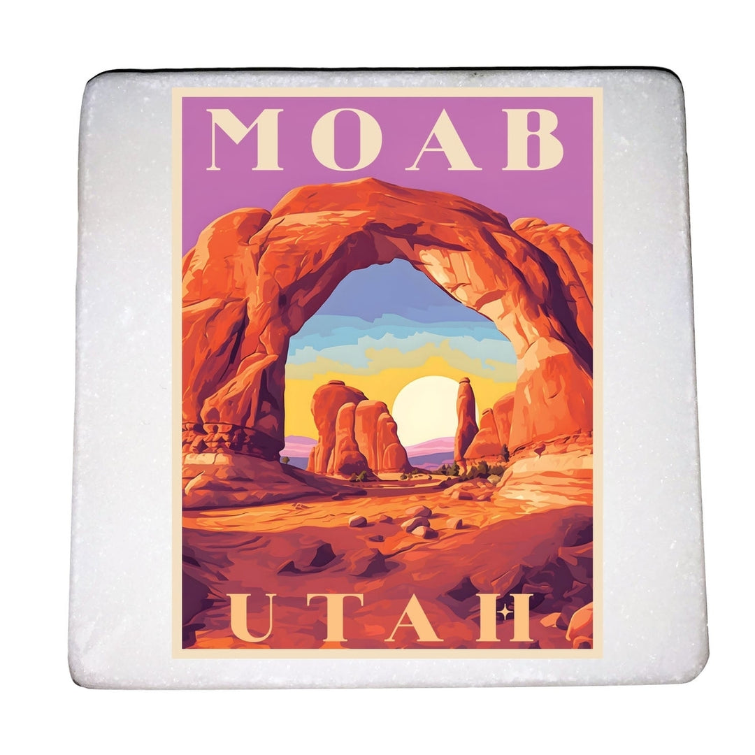 Moab Utah Design A Souvenir 4x4-Inch Coaster Marble 4 Pack Image 1