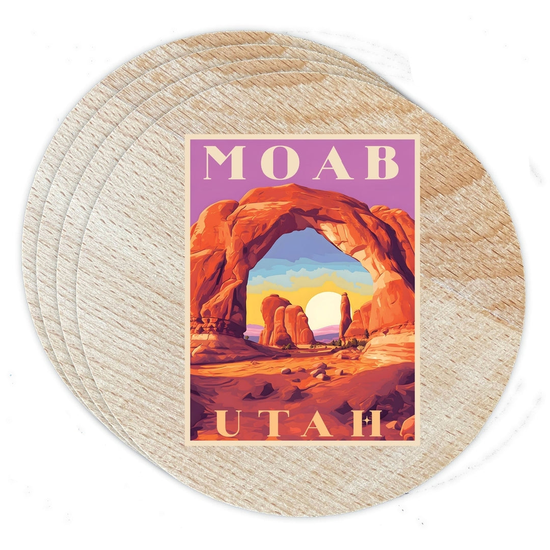 Moab Utah Design A Souvenir Coaster Wooden 3.5 x 3.5-Inch 4 Pack Image 1