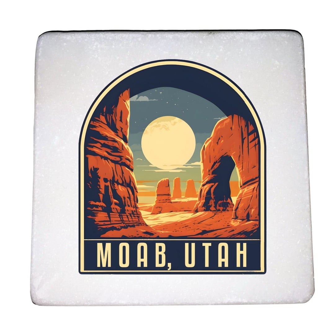 Moab Utah Design B Souvenir 4x4-Inch Coaster Marble 4 Pack Image 1