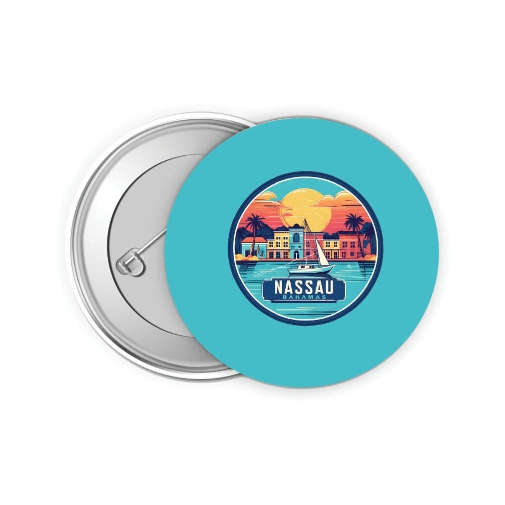 Nassau the Bahamas Design A Souvenir Small 2-Inch Button Pin 4 Pack Image 1