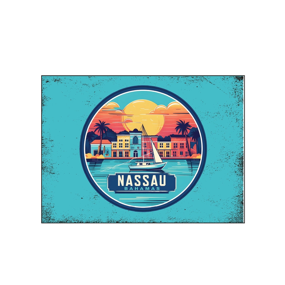 Nassau the Bahamas Design A Souvenir Wood sign with frame 5x7 Image 1