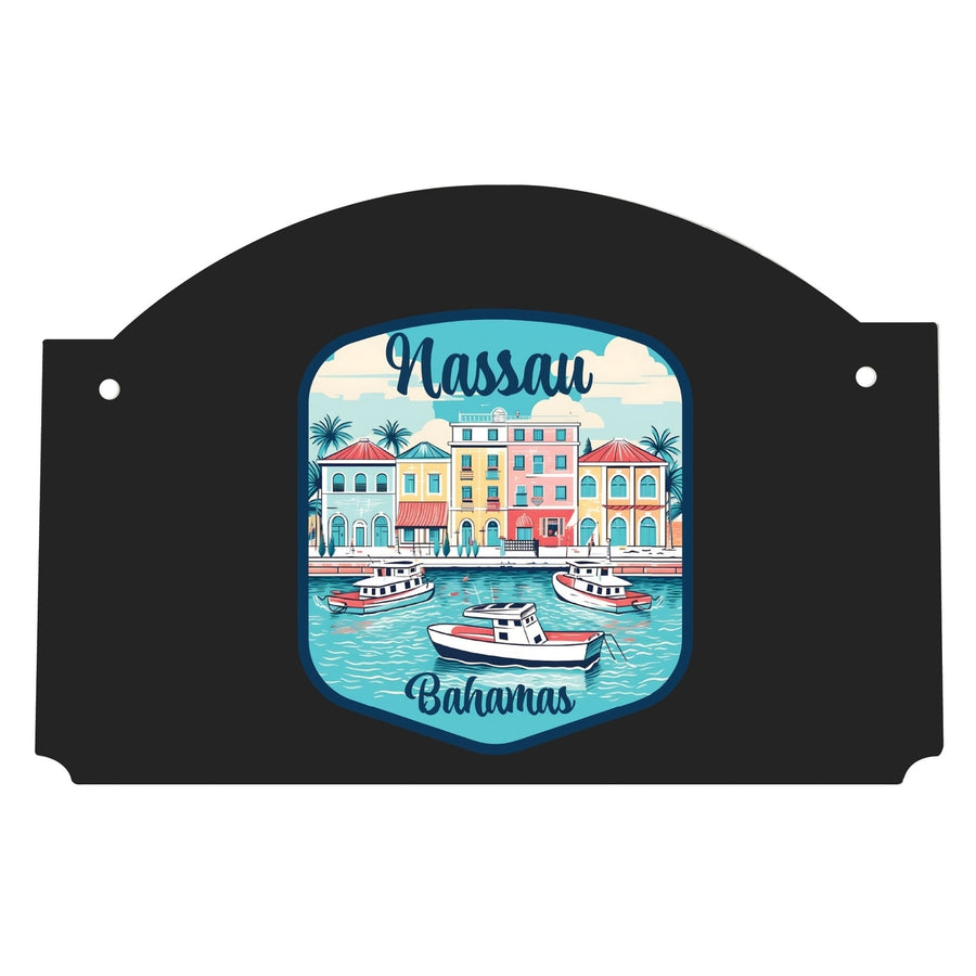 Nassau the Bahamas Design C Souvenir Wood sign flat with string Image 1