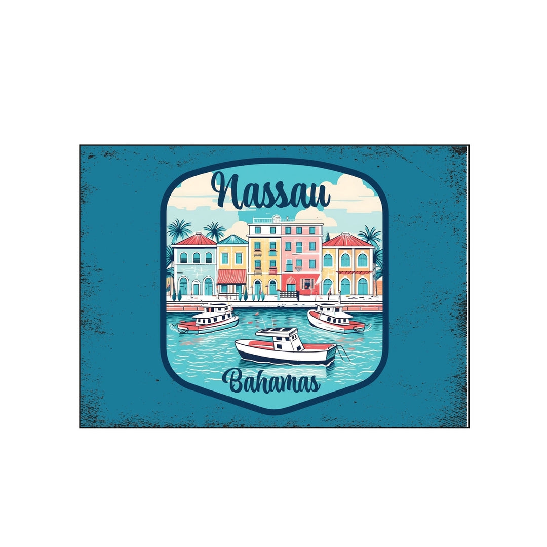 Nassau the Bahamas Design C Souvenir Wood sign with frame 5x7 Image 1