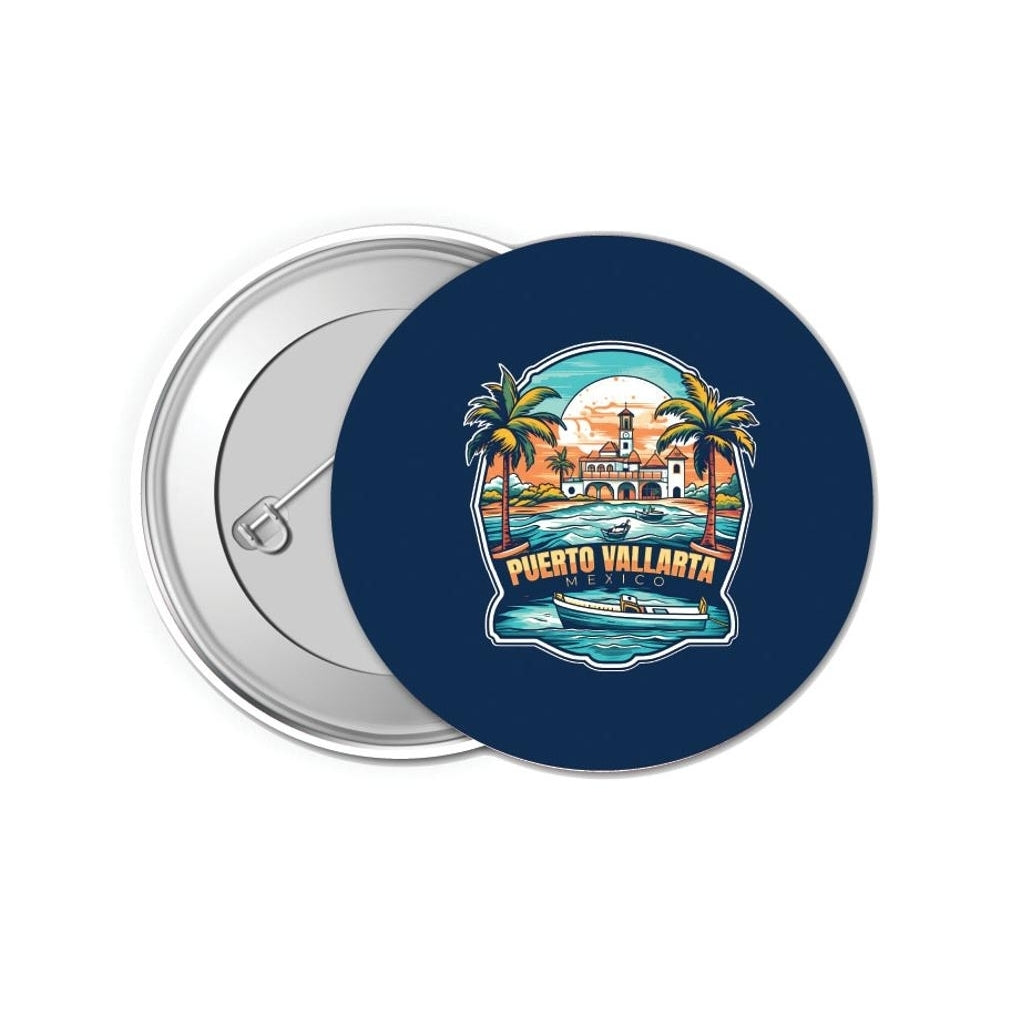 Puerto Vallarta Mexico Design A Souvenir Small 1-Inch Button Pin 4 Pack Image 1