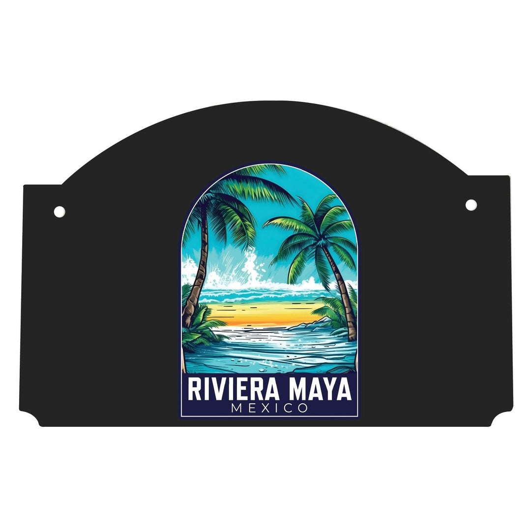 Riviera Maya Mexico Design B Souvenir Wood sign flat with string Image 1