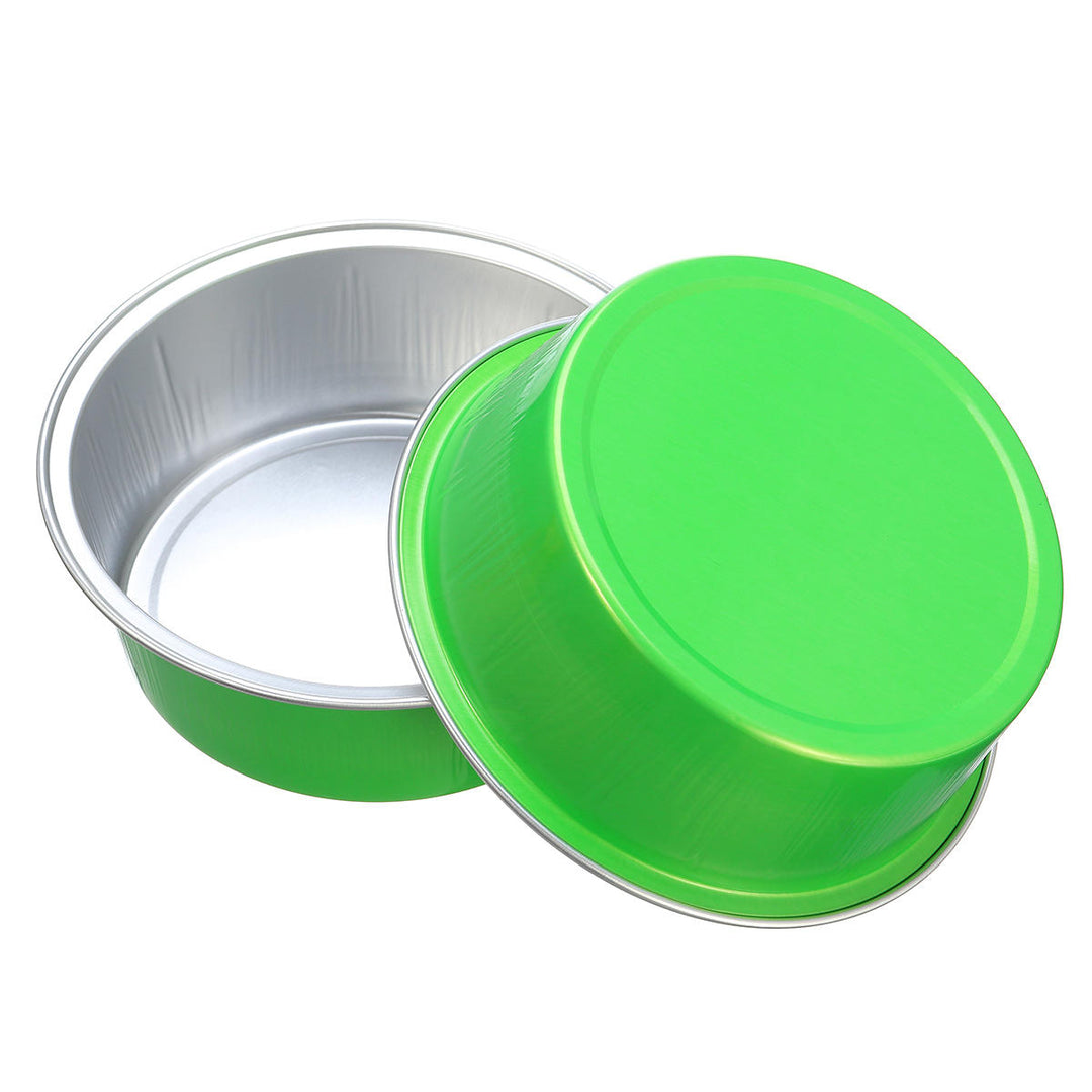 100Pcs,Set Round Aluminum Foil Cake Cup Reusable Baking Mold Muffin Case with Cover Image 2
