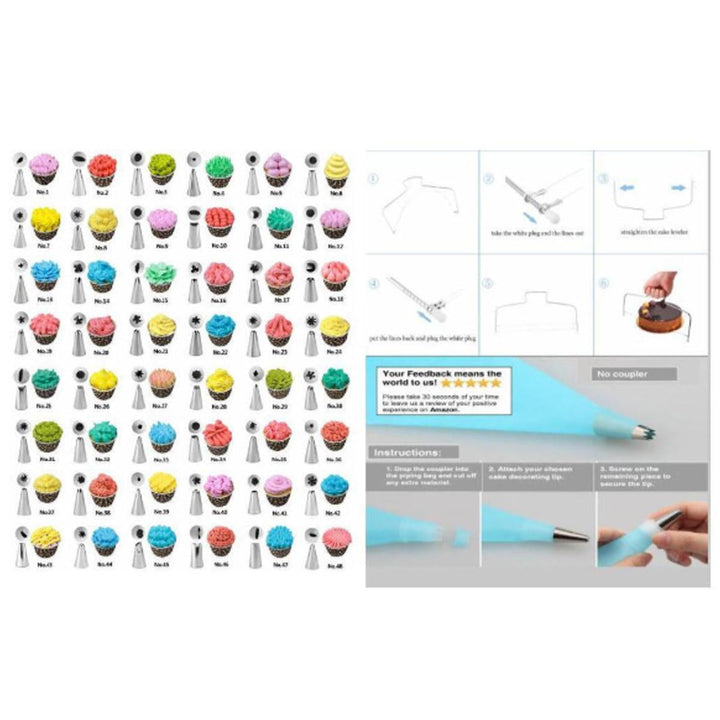 106 PCS Set Multi-color DIY Cake Decorations Turntable Icing nozzles Mould Spatula Bags Tools Kit For Party Image 6