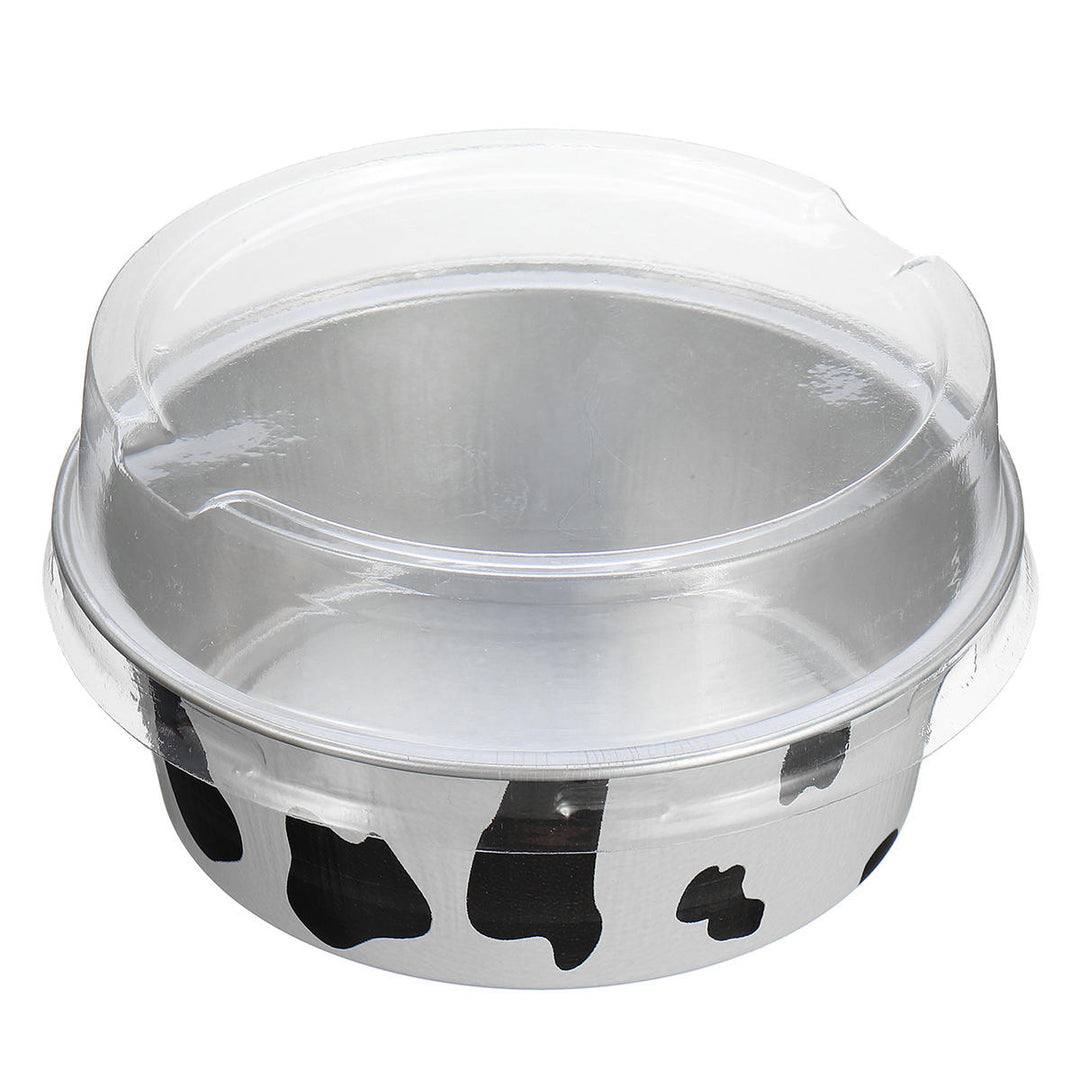100Pcs/Set Round Aluminum Foil Cake Cup Reusable Baking Mold Muffin Case with Cover Image 1