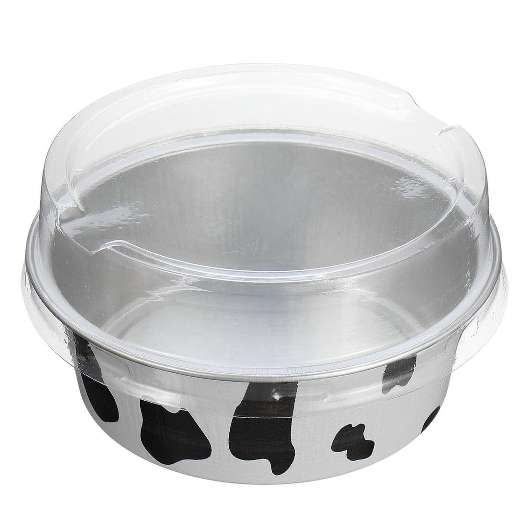 100Pcs,Set Round Aluminum Foil Cake Cup Reusable Baking Mold Muffin Case with Cover Image 1