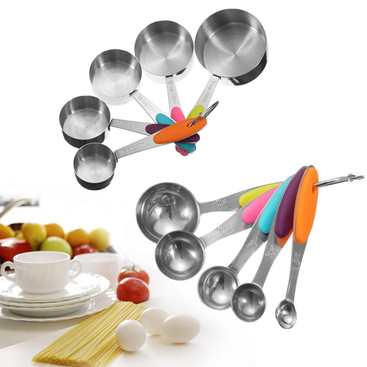 10Pcs Stainless Steel Measuring Cups and Spoons Tea Spoon Set Kitchen Tool Image 4